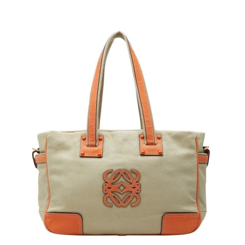 Loewe Anagram Canvas Leather Tote Beige